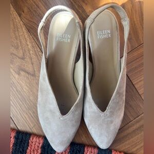 Eileen Fisher Women's Beige Suede Slingback Heels